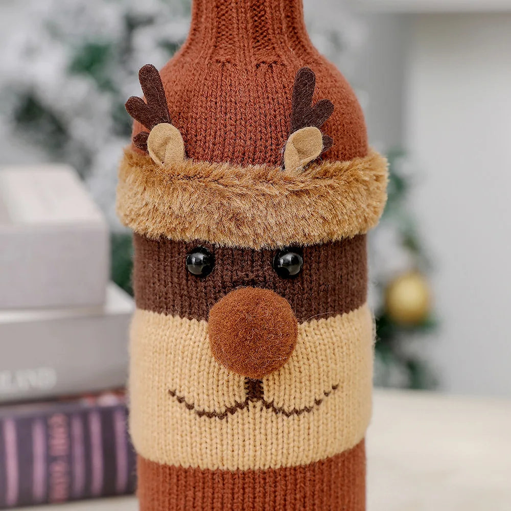 Christmas Santa Knitted Wine Bottle