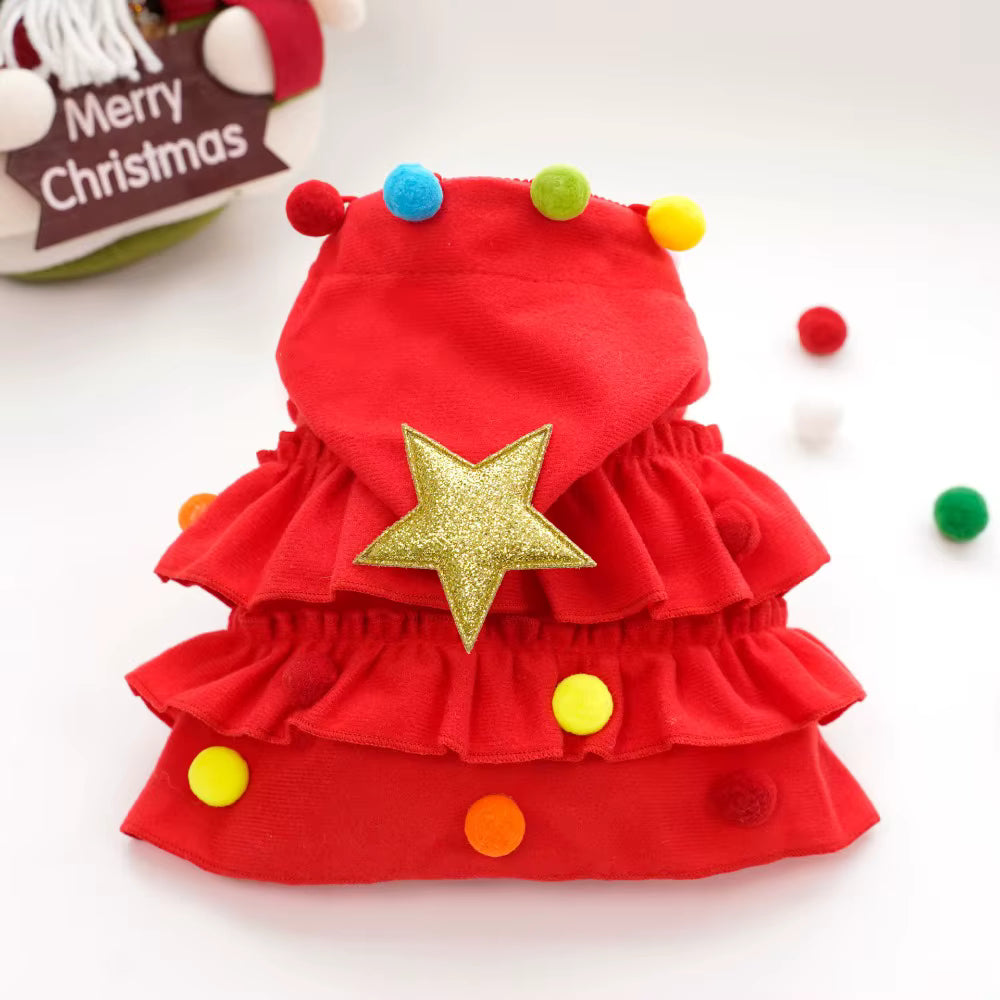 Christmas Pet Cape Dog Cat Costume | Festive Tree Cloak