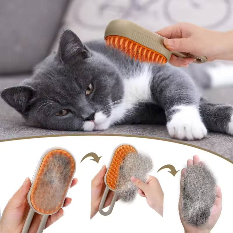 3-in-1 Cat Steam Brush | Electric Spray Grooming Comb