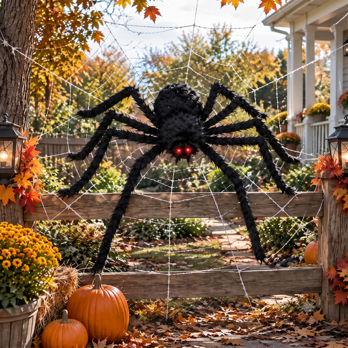 Giant Black Spider Halloween Decor | Outdoor Yard Prop