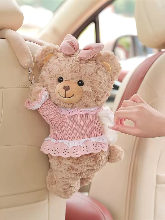 Plush Doll Car Tissue Box Holder | Hanging Headrest Decor