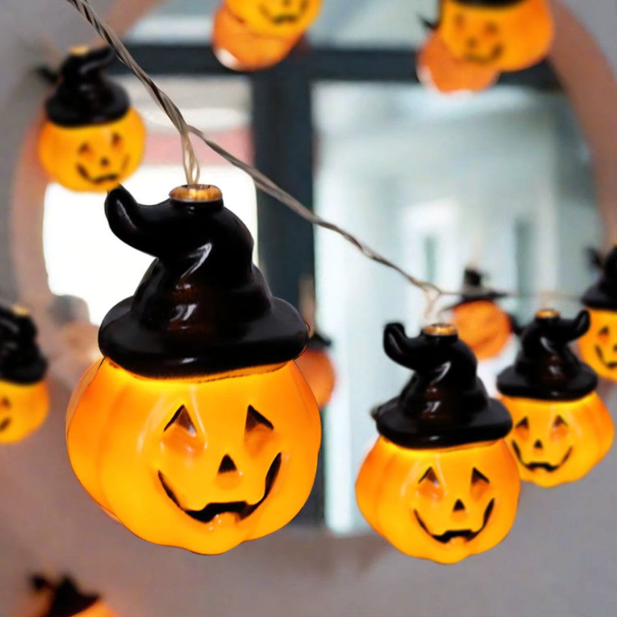 Halloween Pumpkin String Lights | Jack-O-Lantern Fairy LED