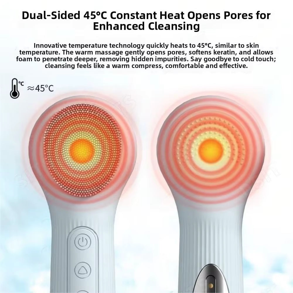 Waterproof Heat Compress Ultrasonic Facial Cleansing Brush