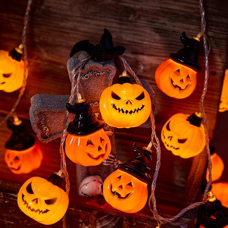 Halloween Pumpkin String Lights | Jack-O-Lantern Fairy LED