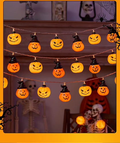 Halloween Pumpkin String Lights | Jack-O-Lantern Fairy LED