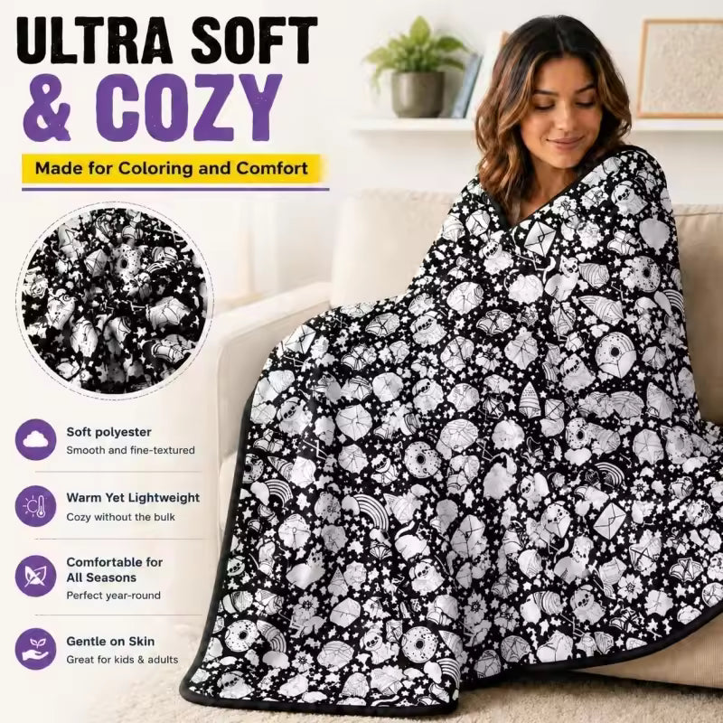 DIY Coloring Blanket with 24 Markers | Custom Art Throw