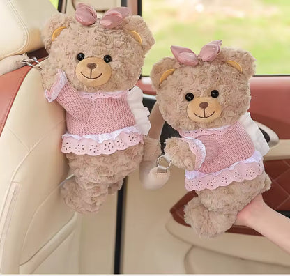 Plush Doll Car Tissue Box Holder | Hanging Headrest Decor