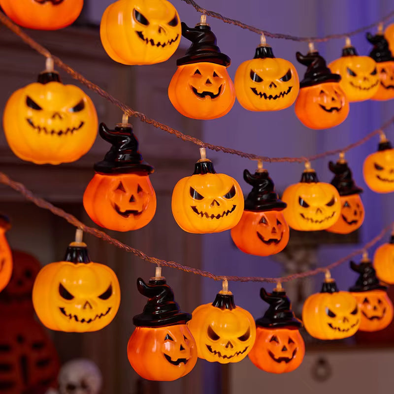 Halloween Pumpkin String Lights | Jack-O-Lantern Fairy LED