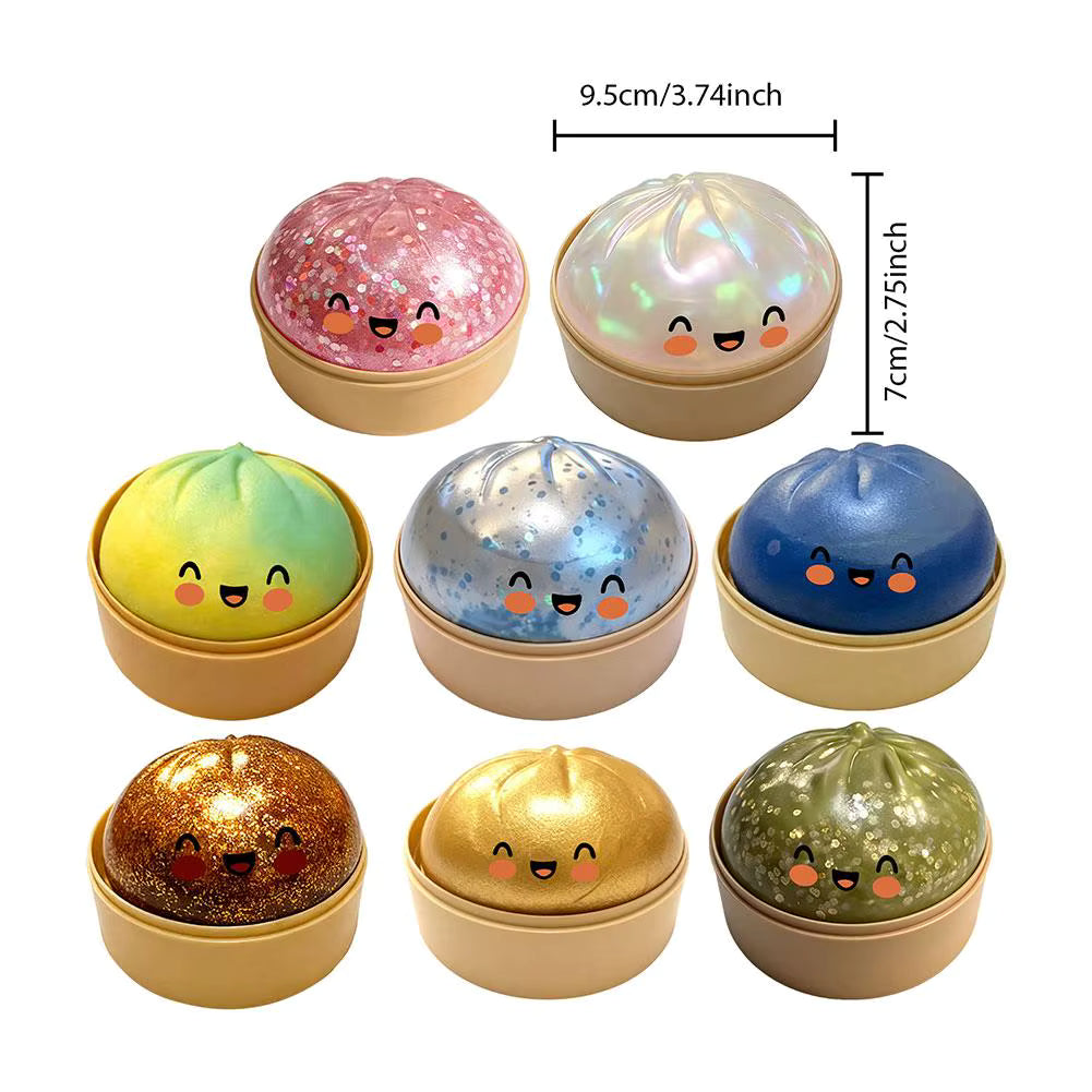 Premium Squishy Steamed Bun Dumpling Toy & Steamer Base