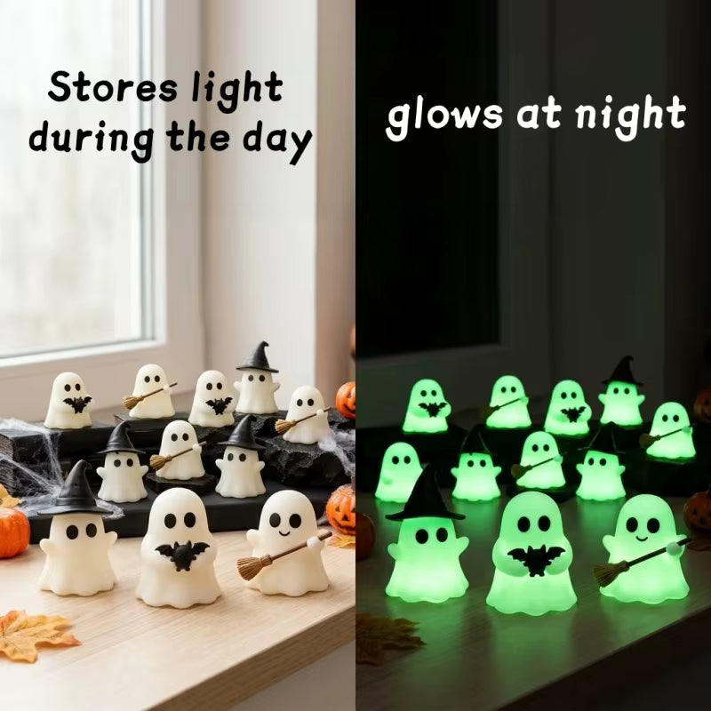 6Pcs Luminous Mini Ghost Statues | Glow Spooky Cake Toppers