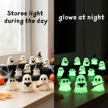 6Pcs Luminous Mini Ghost Statues | Glow Spooky Cake Toppers