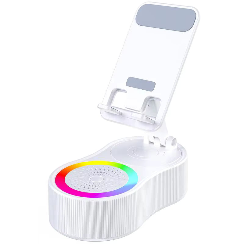 360° Rotating Phone Stand with Bluetooth Speaker & RGB Light