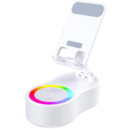 360° Rotating Phone Stand with Bluetooth Speaker & RGB Light