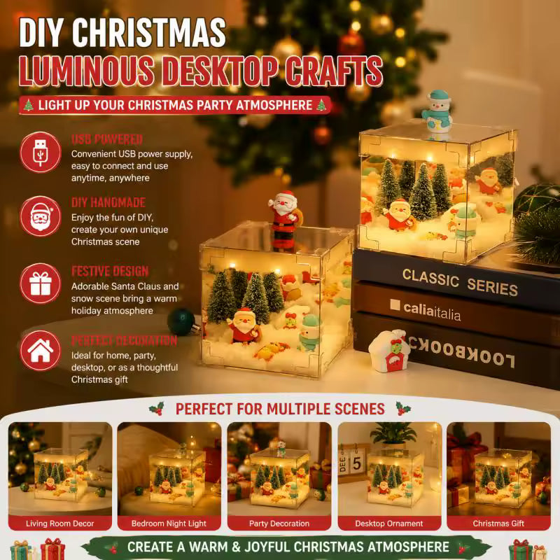 DIY Santa Claus Night Light Cube | Festive LED Table Decor