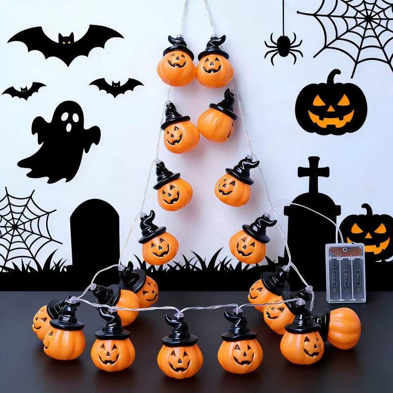 Halloween Pumpkin String Lights | Jack-O-Lantern Fairy LED