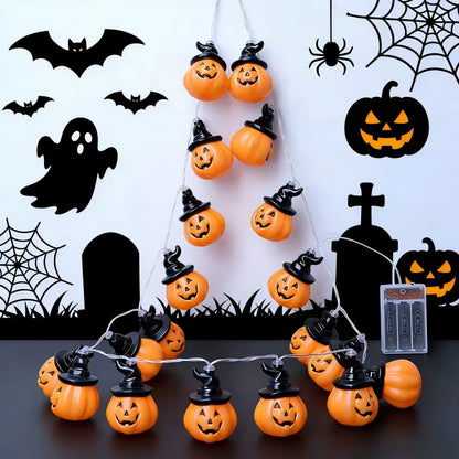 Halloween Pumpkin String Lights | Jack-O-Lantern Fairy LED