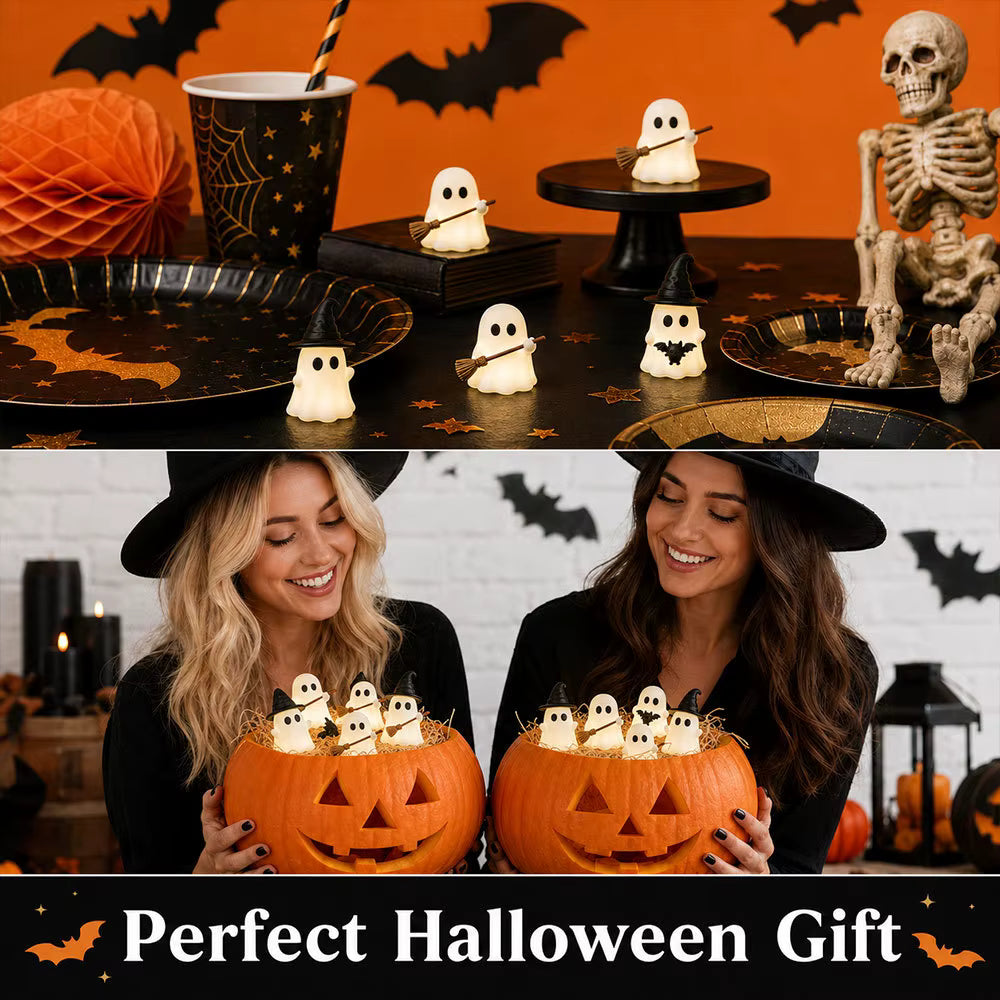 6Pcs Luminous Mini Ghost Statues | Glow Spooky Cake Toppers