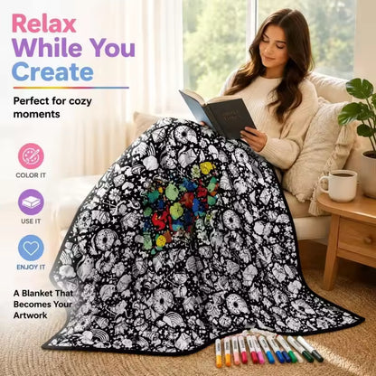 DIY Coloring Blanket with 24 Markers | Custom Art Throw