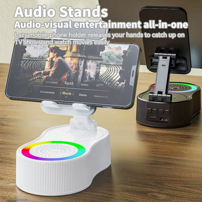 360° Rotating Phone Stand with Bluetooth Speaker & RGB Light