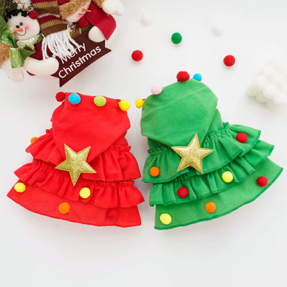 Christmas Pet Cape Dog Cat Costume | Festive Tree Cloak