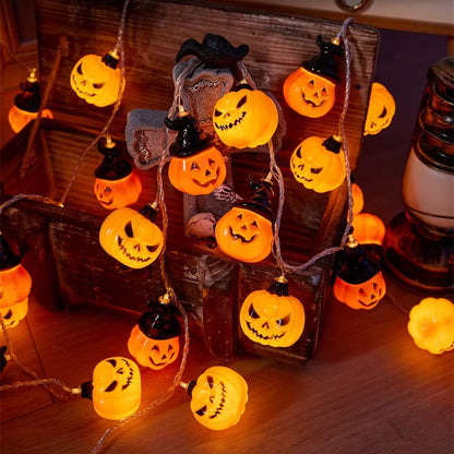 Halloween Pumpkin String Lights | Jack-O-Lantern Fairy LED