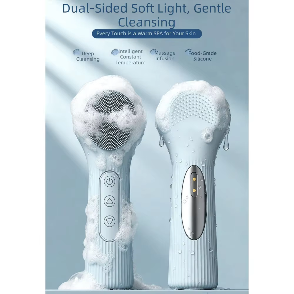 Waterproof Heat Compress Ultrasonic Facial Cleansing Brush