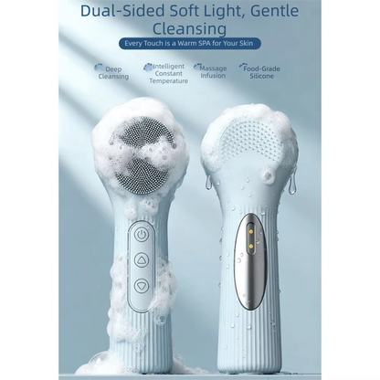 Waterproof Heat Compress Ultrasonic Facial Cleansing Brush