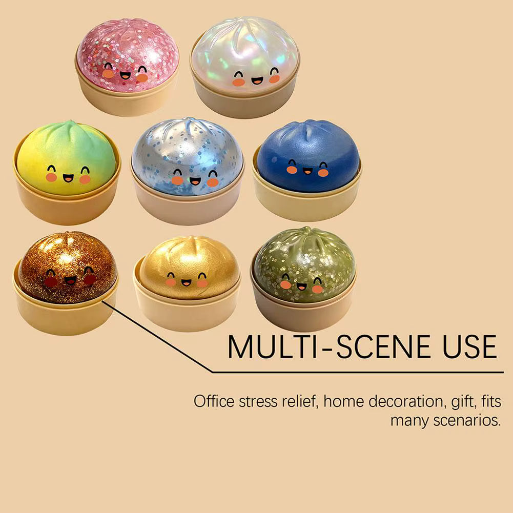 Premium Squishy Steamed Bun Dumpling Toy & Steamer Base