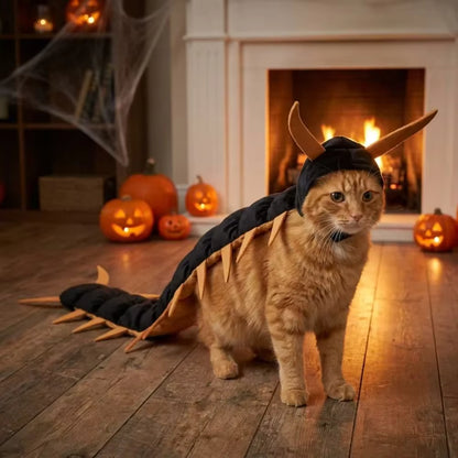 Centipede Cat Costume Halloween | 50-Inch Spooky Pet Cloak