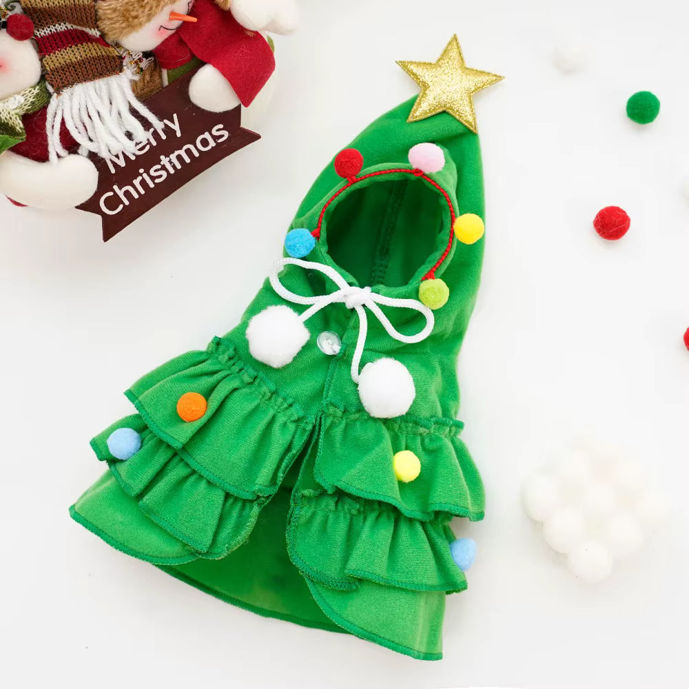 Christmas Pet Cape Dog Cat Costume | Festive Tree Cloak