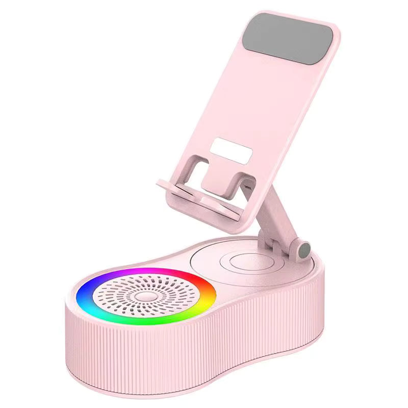 360° Rotating Phone Stand with Bluetooth Speaker & RGB Light