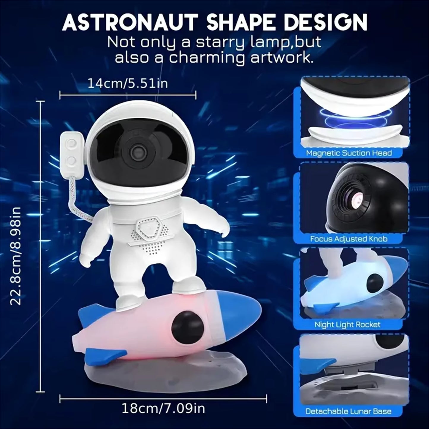 Rocket Astronaut Galaxy Starry Sky Projector Lamp Desktop