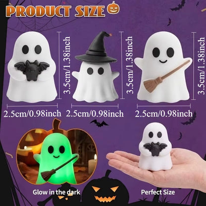 6Pcs Luminous Mini Ghost Statues | Glow Spooky Cake Toppers