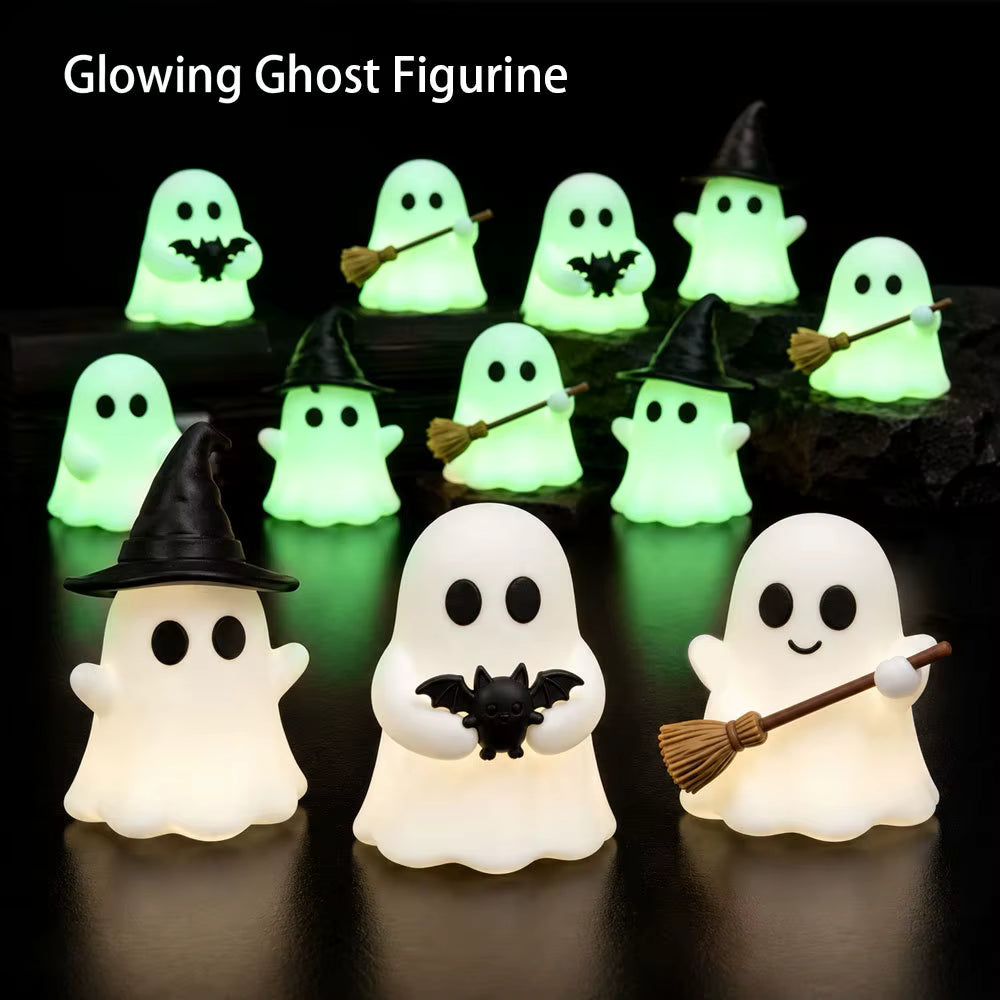 6Pcs Luminous Mini Ghost Statues | Glow Spooky Cake Toppers