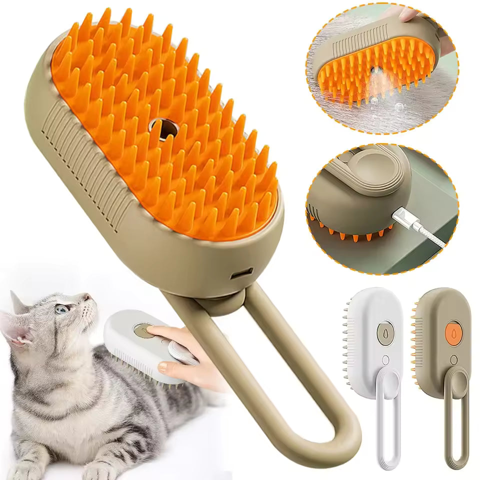 3-in-1 Cat Steam Brush | Electric Spray Grooming Comb