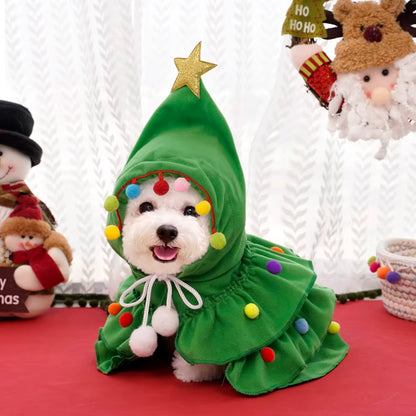 Christmas Pet Cape Dog Cat Costume | Festive Tree Cloak
