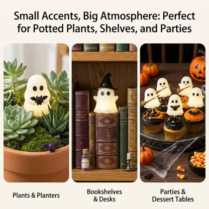 6Pcs Luminous Mini Ghost Statues | Glow Spooky Cake Toppers
