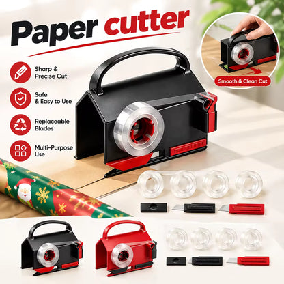 Wrapping Paper Cutter & Tape Dispenser | Sliding Trimmer
