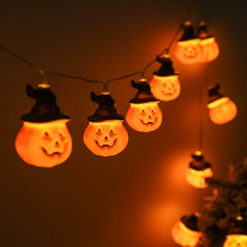 Halloween Pumpkin String Lights | Jack-O-Lantern Fairy LED