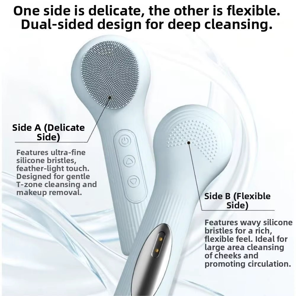 Waterproof Heat Compress Ultrasonic Facial Cleansing Brush