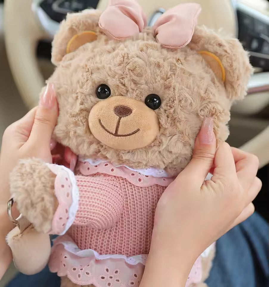 Plush Doll Car Tissue Box Holder | Hanging Headrest Decor