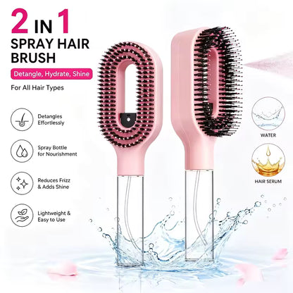 2-in-1 Mist Spraying Detangling Hair Brush & Scalp Massager