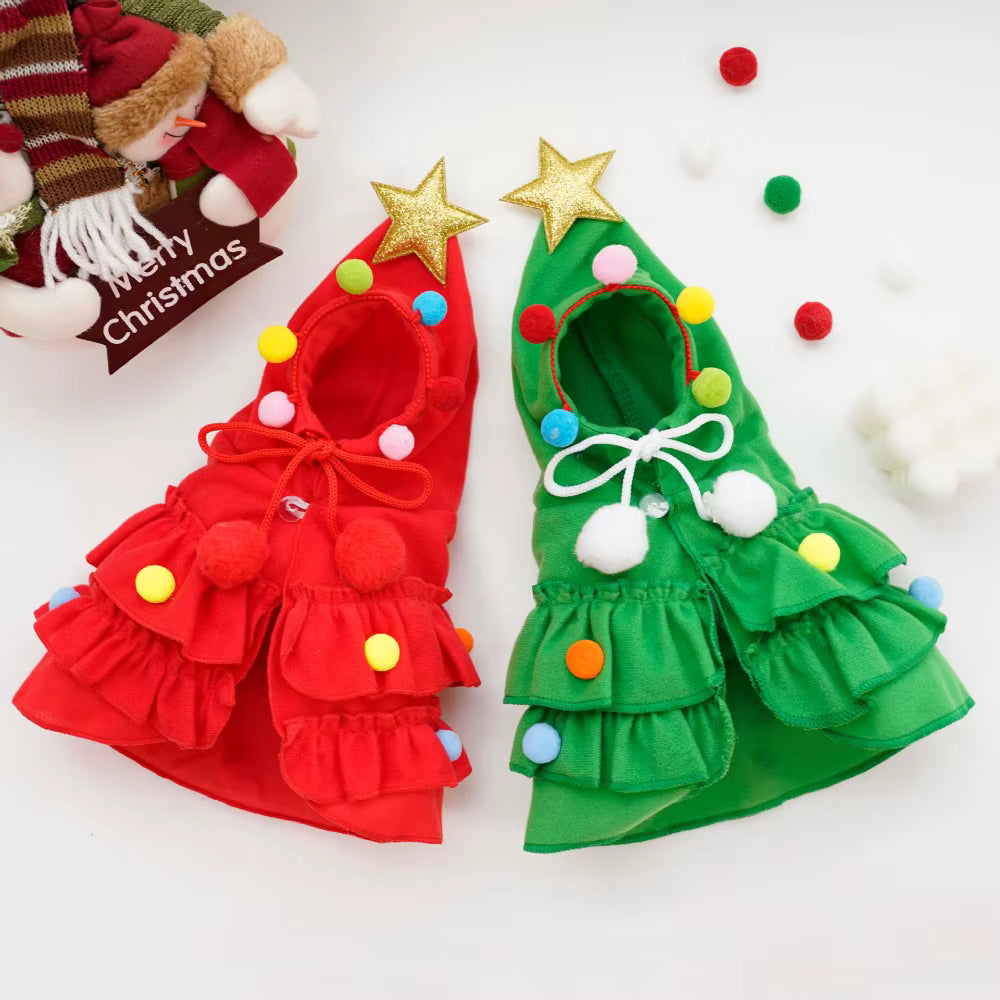 Christmas Pet Cape Dog Cat Costume | Festive Tree Cloak