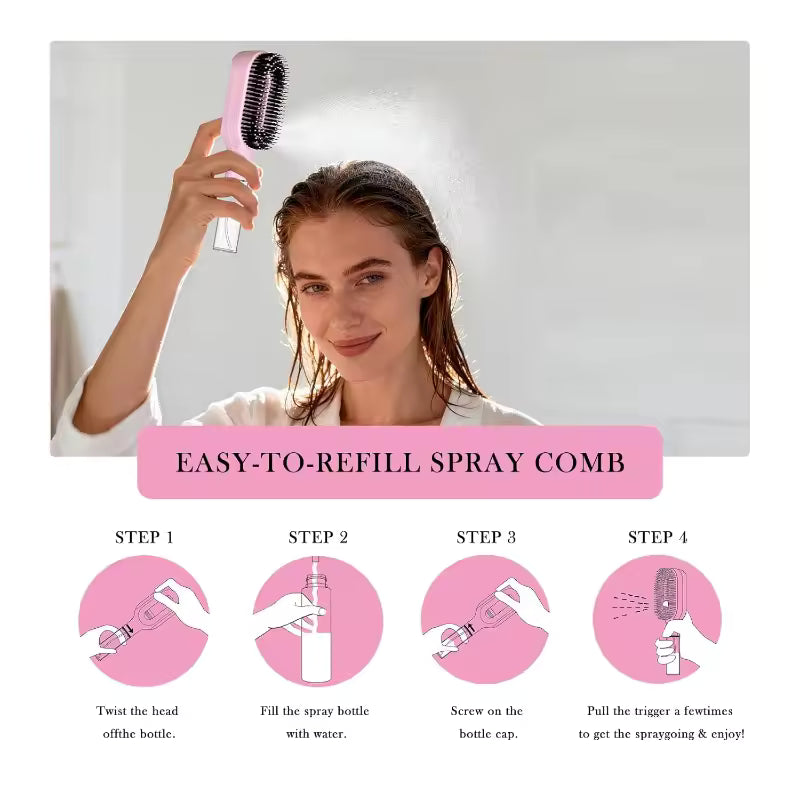 2-in-1 Mist Spraying Detangling Hair Brush & Scalp Massager