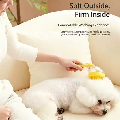 Refillable Pet Bath Massage Brush | Dog & Cat Shampoo Scrubber