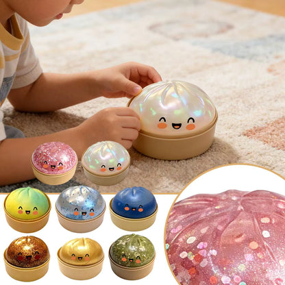Premium Squishy Steamed Bun Dumpling Toy & Steamer Base