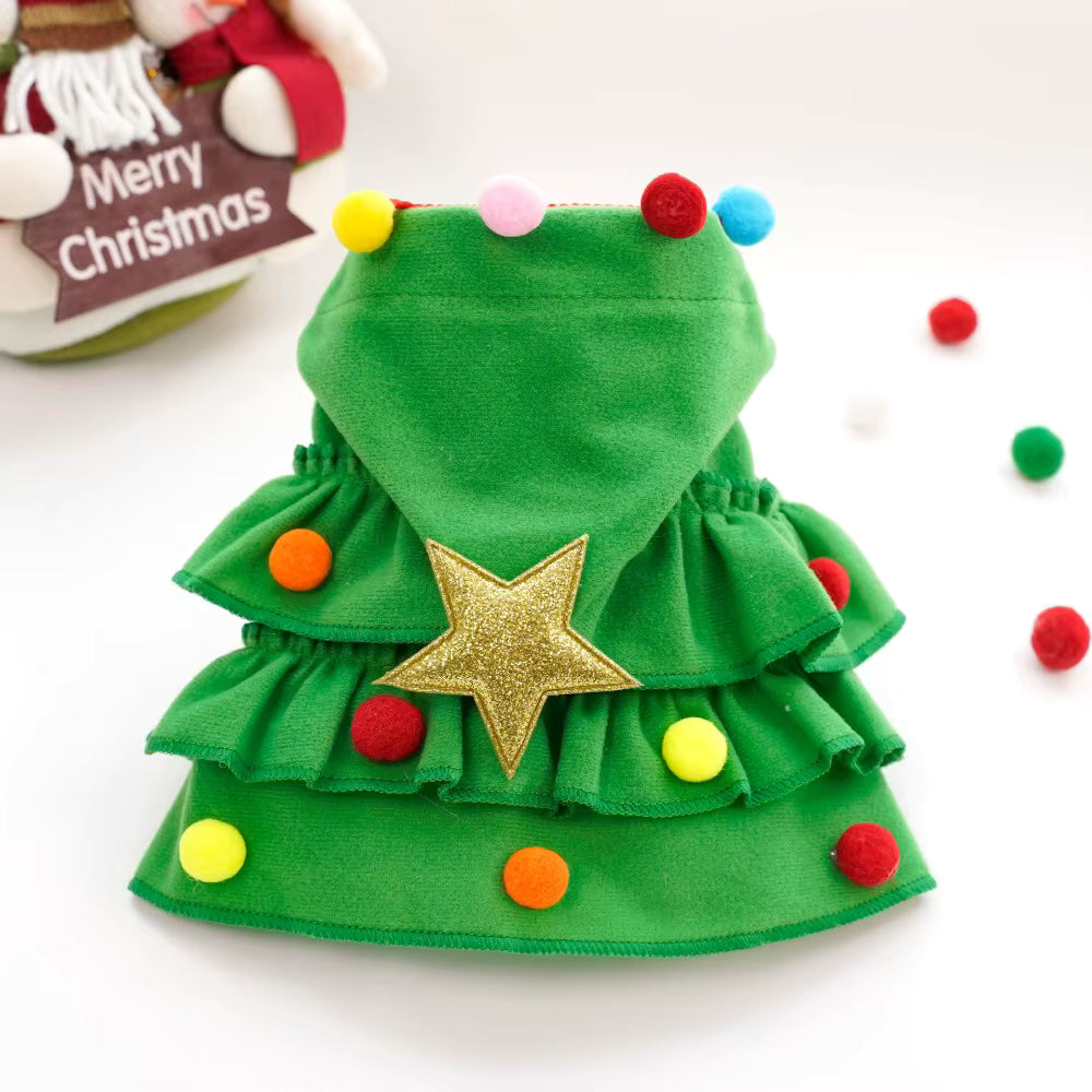 Christmas Pet Cape Dog Cat Costume | Festive Tree Cloak