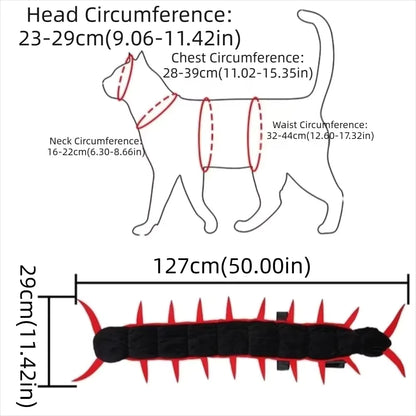 Centipede Cat Costume Halloween | 50-Inch Spooky Pet Cloak