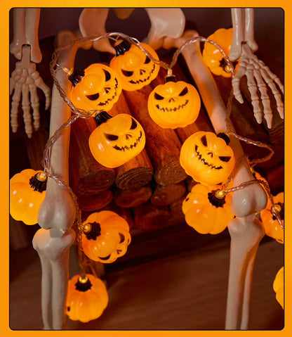 Halloween Pumpkin String Lights | Jack-O-Lantern Fairy LED
