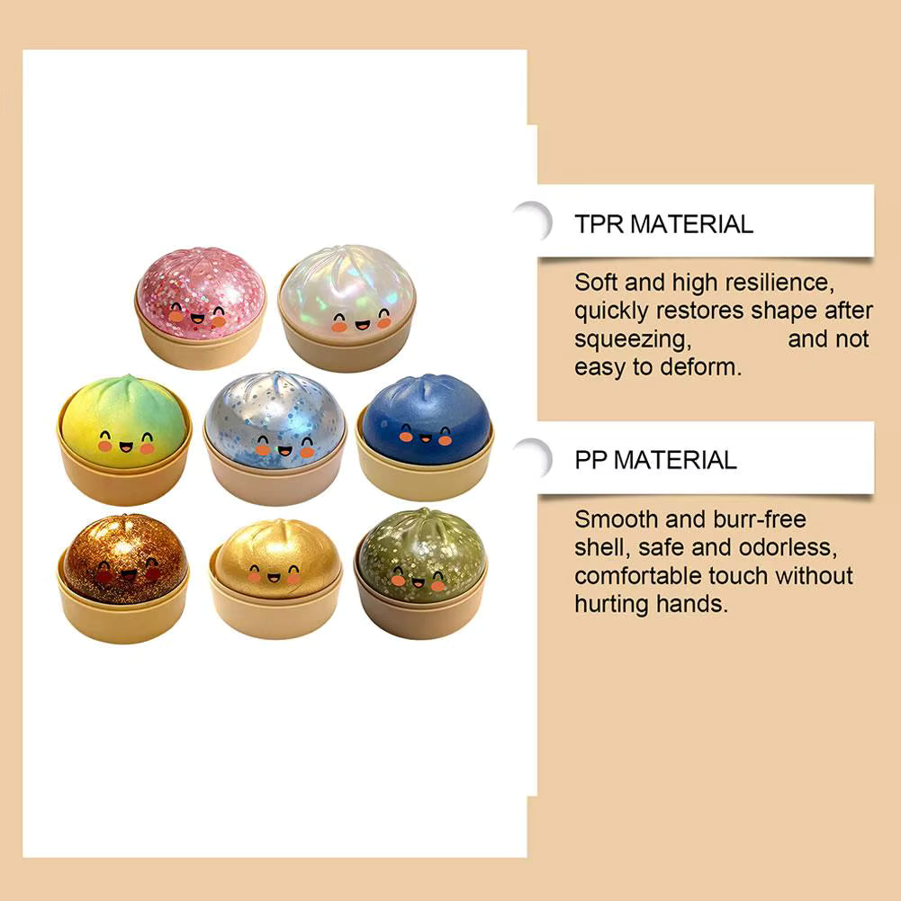 Premium Squishy Steamed Bun Dumpling Toy & Steamer Base